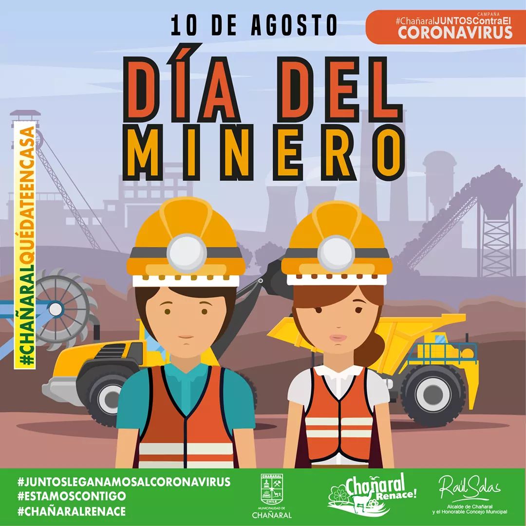 Este 10 de agosto celebramos el #DíaDelMinero. Un afectuoso saludo a todos los hombres y mujeres que desempeñan esta maravillosa labor en la región, y el país.
<a href="/RAUL_SALAS_A/">Raúl Salas</a> #ChañaralRenace #EnChañaralCuidamosNuestraGente #QuedateEnCasa #Atacama