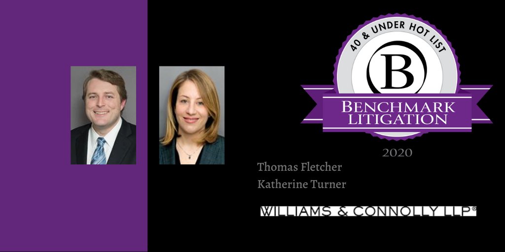 BenchLitigation's tweet image. Congrats to Thomas Fletcher and Katherine Turner of Williams &amp;amp; Connolly for their inclusion on the #Benchmark40andUnder list. The list represents the hardest working group of young lawyers across the country. Follow the link for more about the 2020 class.
spr.ly/6018GgdGr