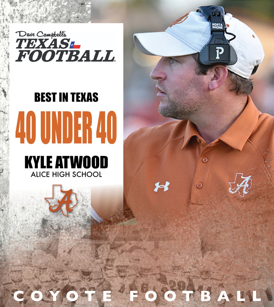 petethesportsg1's tweet photo. Congratulations to Alice coach @Kyle__Atwood, named 40 Under 40 in Texas two years in a row by @dctf. @AliceAthletics1 @AliceHS_Coyotes @AliceISD https://t.co/cCaN9rPdbH