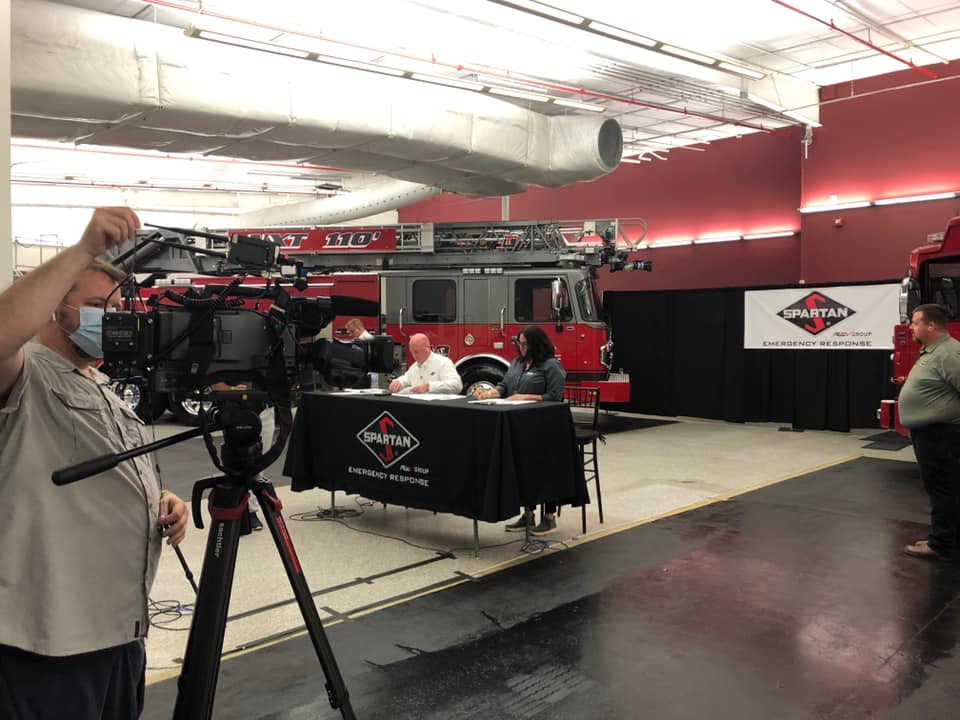 SafetekProfire's tweet photo. #repost from @Spartan_ER 

It’s go time! Today kicks off day one of #SpartanWeek at the #REVTruckExpo! Tune in for great product walk arounds and educational webinars. #SpartanER #LadderTower #Smeal https://t.co/cssB6UrzBK