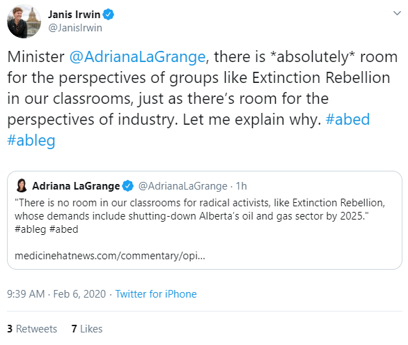 9) the quote here by MLA  @JanisIrwin is a clickbait segment of what she truly said where she was advocating for the voices of multiple perspectives.  @AdrianaLaGrange has repeatedly cherry picked questions to paint a picture and ignored the concept being taught- Critical Thinking