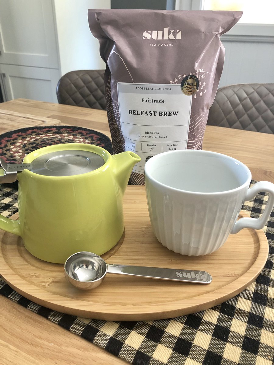Wendywendyhouse's tweet photo. Time for tea ☕️ @SukiTea 
Tried this for the first time when I was home last week and can honestly say it’s the best tea I’ve tasted. Just had to bring some back to Yorkshire 😋
#BelfastBrew #fairtrade #organic https://t.co/KAE7GZBJ2E