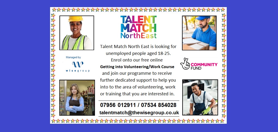 Free online Getting into Volunteering/Work Course and further support for unemployed 18-25s in Tyne and Wear. Text/call 07956012911 or 07534854028 talentmatch@thewisegroup.co.uk <a href="/wisegroup_se/">The Wise Group</a> #nejobs #newcastlejobs