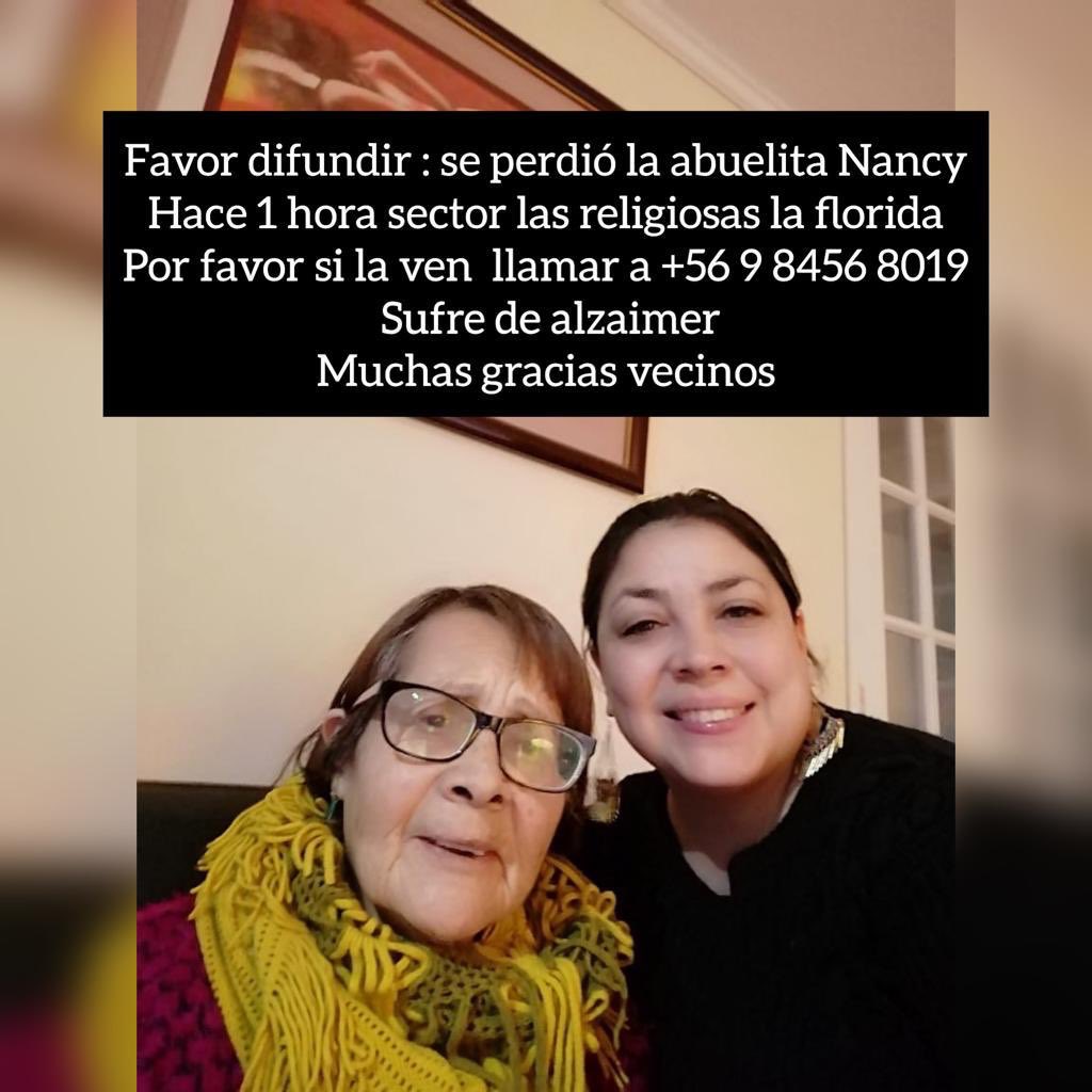 MuniLaFlorida's tweet photo. Atención vecinos 🚨 necesitamos de su ayuda para encontrar a la señora Nancy que sufre de Alzheimer. RT!!! https://t.co/d50l0eDRKW