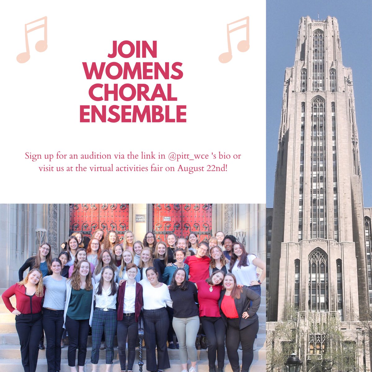 Pitt_TCE's tweet photo. Auditions start in ONE WEEK! If you are interested in signing up for an audition visit the link in our bio for the google sheet used to sign up for a time slot. Auditions will be held over zoom and you will get a confirmation email of your audition with the zoom meeting link! https://t.co/I8GnukCP73