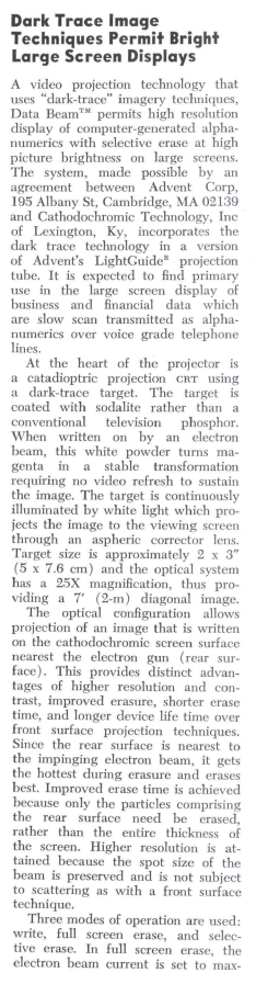 oh this CRT is fascinating, it uses a scotophor instead of a phosphor! it reminds me a lot of the Skiatron.