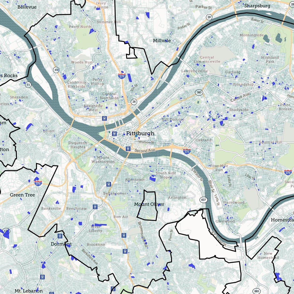 regridapp's tweet photo. Today for #MappingMondays with #landgridpro, a piece of trivia:

How many religious places of worship are there in Pittsburgh? 

665, according to city use descriptions!

#trivia #usecode #lbcs #parceldata #loveland #landgrid https://t.co/uuqaa7SDt4