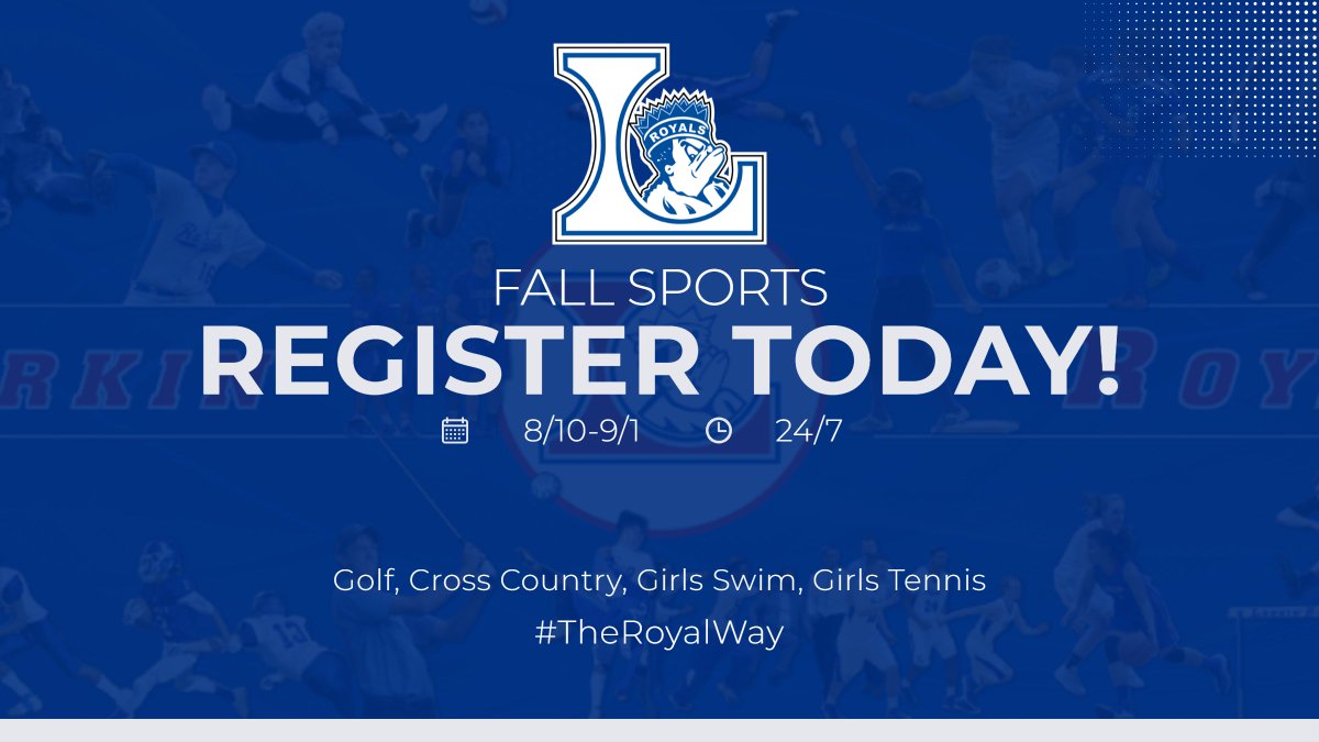 LarkinRoyals1's tweet photo. Pre-register for B/G Golf, B/G  Cross Country, Girls Swim &amp; Dive, and Girls Tennis today!
Register at: https://t.co/kb7wSQsKaq https://t.co/kM3X4gr4j9