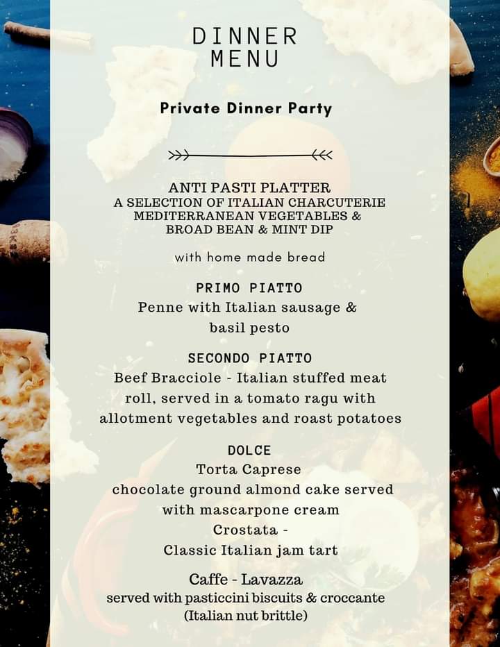 rosalindslarder's tweet photo. My first dinner party menu. Italian of course. #italianfood #newdirection #businesschanging #localproduce #allotmentproduce #lovecooking #cucinapovera #likemammamade @Yorkshirefam @local_food @rosiemakesjam @KAshleyNorman @AssistNetwork @Millers_Larder @lizcakeemporium @lovembro https://t.co/12K5VdvMvb