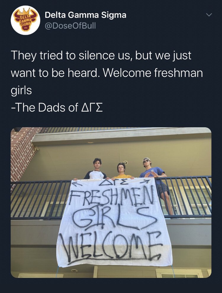 OkayUniversity's tweet photo. Here we see the natural occurrence as to when a group of delta guys apply 2 of their brain cells. Classy as always gents https://t.co/EDPlyYVwJT