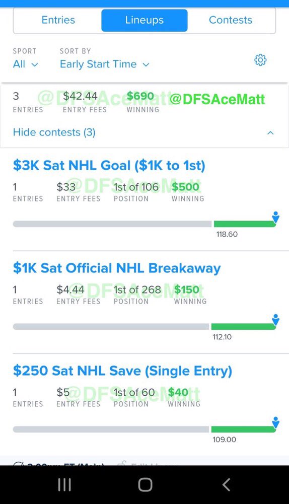 DFSAceMatt's tweet image. Sending both my NHL #FanDuel Cash and Gpp lineups for Tuesday’s Main to 🌟1🌟 person who LIKES and/or RETWEETS this tweet❕

Check out some subscriber Gpp wins from the weekend here👇

#DFS #DailyFantasySports #SportsBetting #DraftKings