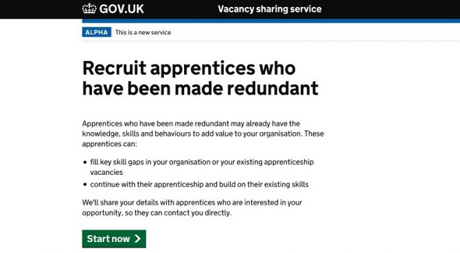 Are you an apprentice? 

Have you been made redundant? 

Then the redundancy support service can help you! 

Visit engage.apprenticeships.gov.uk/redundancy-app… or call 0800 015 0400 to get free support and find new opportunities.

 #Support #Redundancy