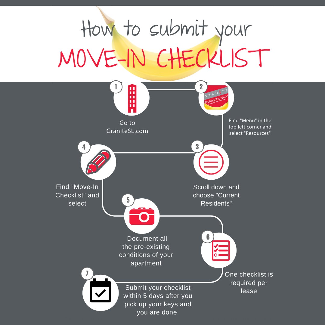 Moving in is always a rush. So much to do, so much to organize. Don't forget to submit your Move-In Checklist after you get your keys!