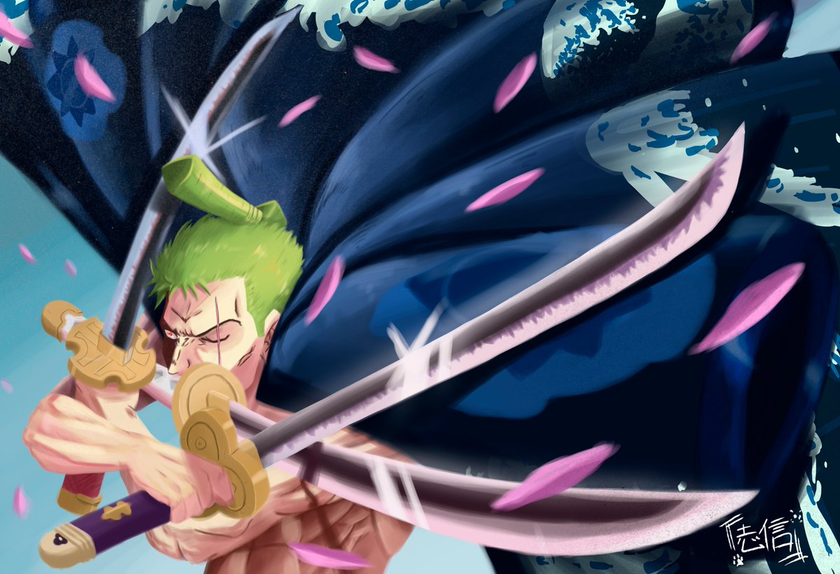 Shinobu09947081's tweet photo. Hello, I bring you a challenge that I invented, from here until one piece reaches chapter 1000, draw one character per week (every week that the chapter comes out) concluding with one last drawing of all together! I will make to the mugiwaras (with some traps) I start with zoro! https://t.co/q2Di5Mb8Wk