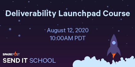 SparkPost's tweet photo. Understanding the details behind #deliverability can often feel like a void. Get more comfortable with the basics during our Deliverability Launchpad Course. See you this Wednesday! https://t.co/LqUIt0z9JK #senditschool https://t.co/9uxIETMQNA
