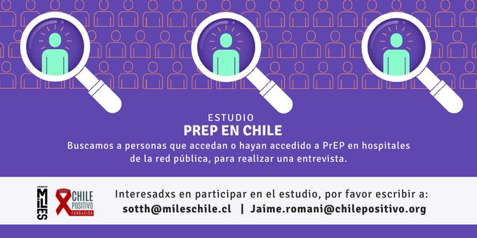 FChilePositivo's tweet photo. 📢#PuertoMontt y #Antofagasta buscamos personas que accedan o hayan accedido a #PrEP en hospitales de la red pública #Chile.

Queremos recolectar información e insumos para mejorar los servicios de prevención del #VIH en nuestro país. https://t.co/Pp0mWunKRt