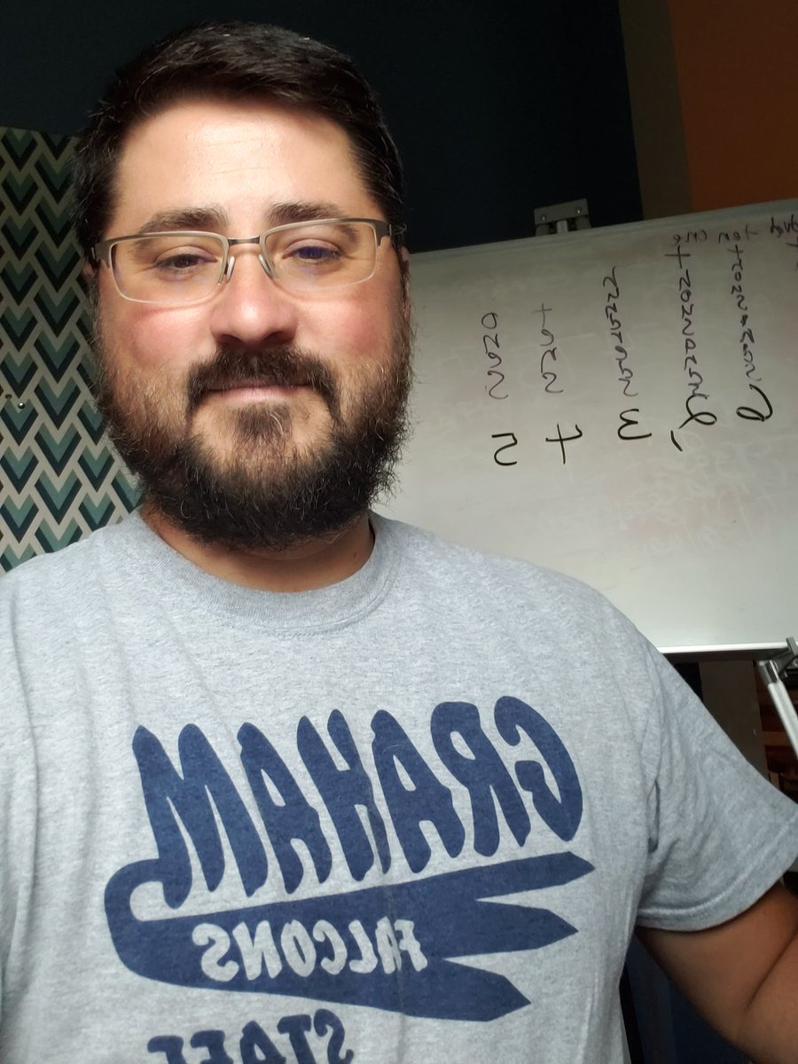 5thFalcons's tweet photo. Getting ready for a virtual tutoring session. Busted out a #grahamfalcons staff tee. 
#ProudtobeD204 @IPEA204 https://t.co/MWL196SeLy