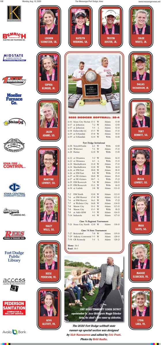 ByEricPratt's tweet photo. Don't forget to pick up a copy of today's Messenger, which includes a four-page Fort Dodge softball state runner-up special section. @FDSHSoftball @fddodgersports @FDCSD #iahssb https://t.co/UTAqeWJ9cg