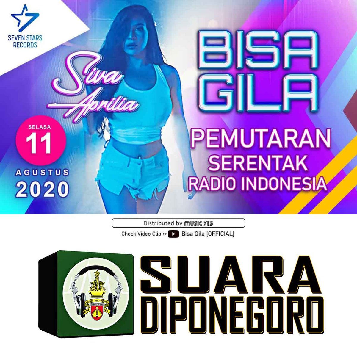 Suara Diponegoro Support pemutaran serentak lagu dari "Siva Aprilia - Bisa Gila"
Label <a href="/sstrec/">Seven Stars Records [OFFICIAL]</a> 
<a href="/sivaapriliareal/">Siva Aprilia</a> 
Request dan dengarkan melalui aplikasi Radio Suara Diponegoro pada gadget anda
#SivaApriliaBisaGila
#SuaraDiponegoro
#BersamaRakyatTNIKuat