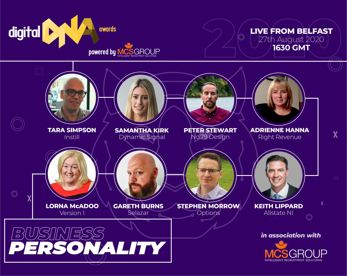 DigitalDNAHQ's tweet image. #DigitalDNA Business Personality Of The Year Award 2020 in association with @MCSGroupBelfast 

Good Luck to our Shortlists ✨ 
@instil @Dynamic_Signal @No79Design,@rightrevenue
@version1, @TheSelazar,@options_it, @AllstateNI  

#digitaldnaawards #Belfasthour #shortlists