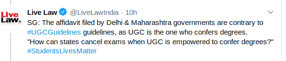 ForumMahe's tweet photo. SG Sri Tushar Mehta is WRONG when he said UGC is the only body empowered to confer degrees. 
UGC Act says  It is the prerogative of Universities. see sec.22
UGC is NOT empowered to confer degrees. 
#StudentsLivesMatter #StudentsInSCForJustice @barandbench @LiveLawIndia @ForumMahe https://t.co/iuMooW0Nw4