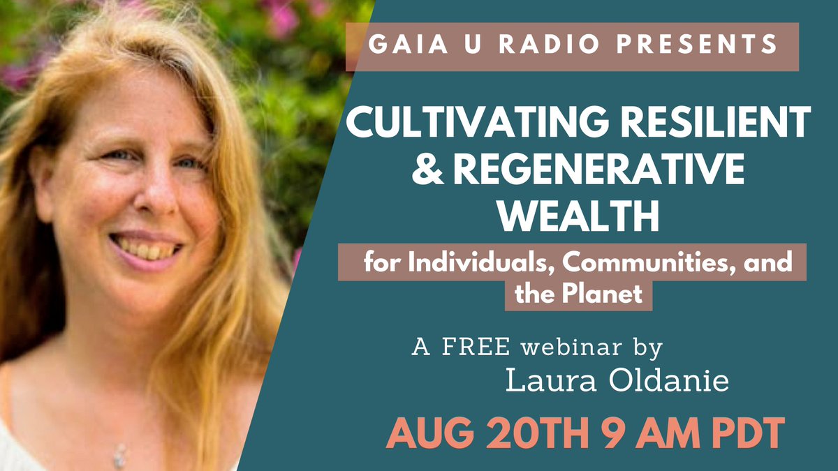 Gaia University (@gaia_university) on Twitter photo Join us for this exciting free interactive webinar with Laura from <a href="/Rich_Resilient/">Rich & Resilient Living</a>, focussing on building regenerative wealth, personal finances and the eight forms of capital.
buff.ly/3a1sa7u
#personalfinance #regenerativefinances #eightformsofcapital Join us for this exciting free interactive webinar with Laura from <a href="/Rich_Resilient/">Rich & Resilient Living</a>, focussing on building regenerative wealth, personal finances and the eight forms of capital.
buff.ly/3a1sa7u
#personalfinance #regenerativefinances #eightformsofcapital