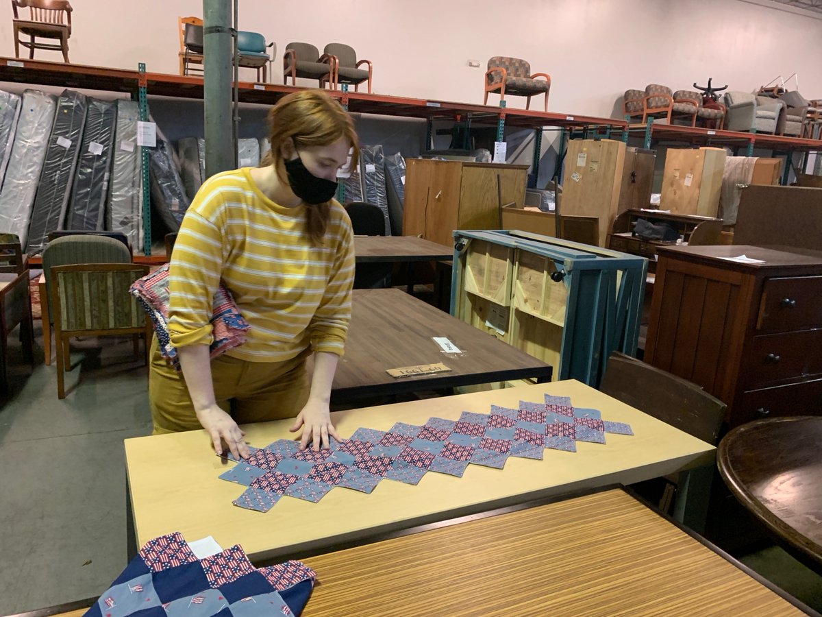 furniturebank's tweet photo. Some very special treasures delivered to @furniturebank by #DebraDixonDesign for the #GreatfulThreadsProject. 15 handmade quilts for families in need represent countless hours of work and a lot of love! #MakingEmptyHousesHomes #NoKidsOnTheFloor https://t.co/d9CQsAGkVJ