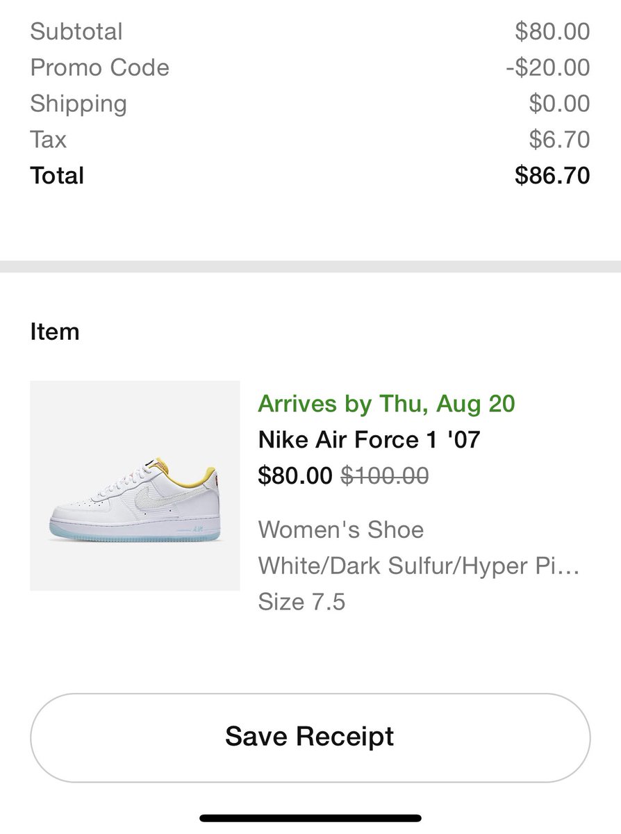 nike air force 1 promo code