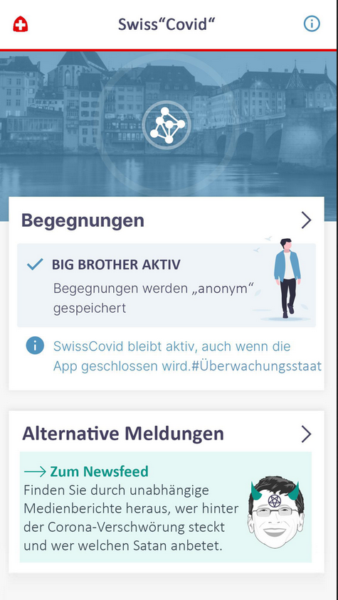 VeilleOff's tweet photo. @SwissCovid19STF Look. New ideas to increase the number of  #swisscovidapp dowloaded. Find the "unique selling point" for various population groups. Merci vielmal @watson_news https://t.co/Kl1FoOj3jK 😂 https://t.co/9egbVkMe2h