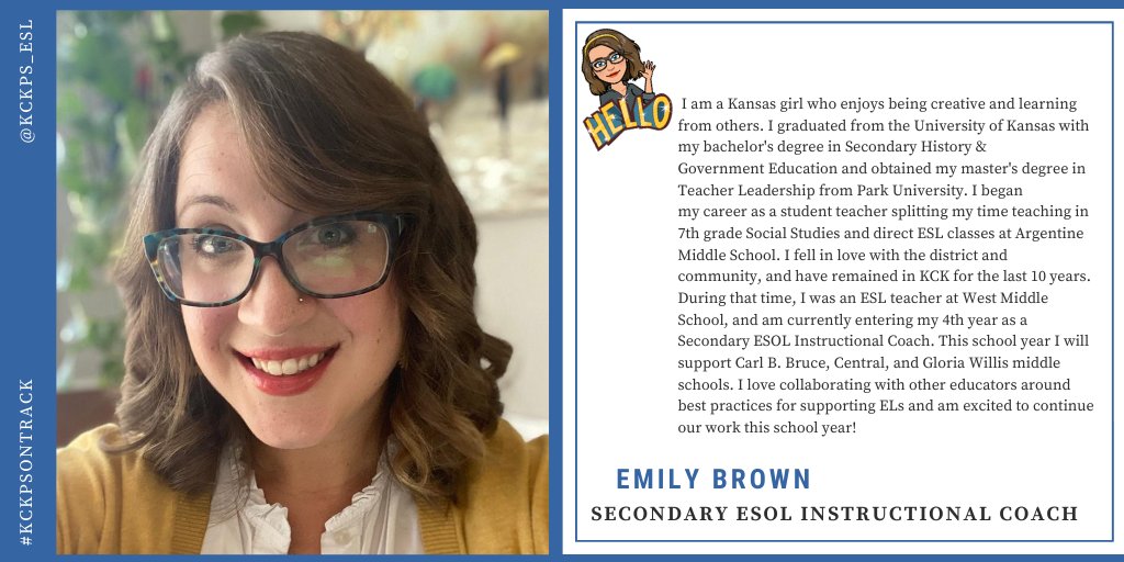 kckps_esl's tweet photo. Meet @ELLteacherlady she is one of our ESOL Instructional Coaches that supports middle school! #kckpsontract #KsESOL #instructionalcoach https://t.co/dWsumy1VdK
