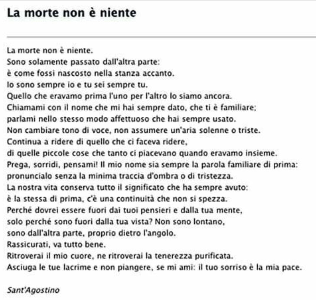 La Morte Non è Niente Una Poesia Di S Agostino