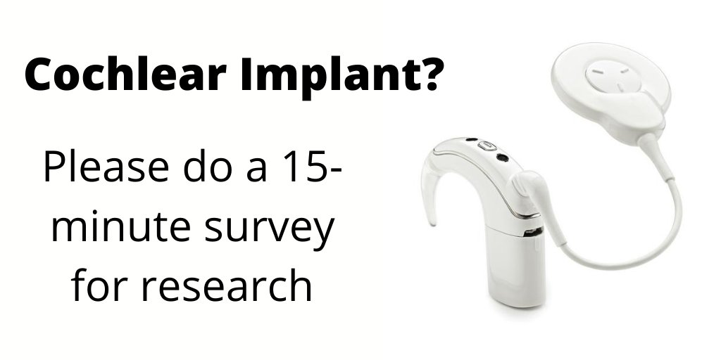 Anyone with a #CochlearImplant please complete this survey nottingham.onlinesurveys.ac.uk/ci_comfort

THANK YOU! PLEASE RETWEET #Deaf #deafness <a href="/BATOD_UK/">BATOD</a> <a href="/RichardTurner/">Richard Turner</a> <a href="/JDAdeaf/">JDA</a> <a href="/RonnyLken1/">Redwar74</a>
