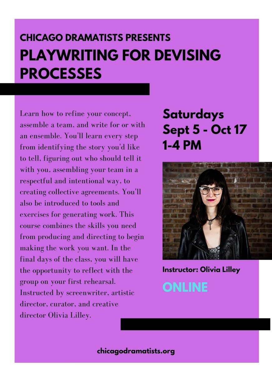 ChiDrama's tweet photo. Register for this course to learn the tools you need to produce, direct and make the work you want!
#chicagodramatists ##writingclass #playwriting #playwritingclass #writersofinstagram #writingcommunity #writingprompts #chicagotheatre #chicagotheatrecommunity #storydevelopment https://t.co/Qq5oKnr2RC
