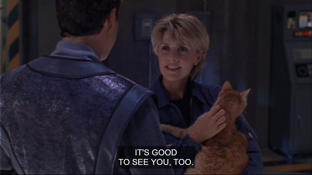 He's still calling her "Samantha" and I hate it. I hate it more than I do with Marty. Also that first screenshot doesn't scream "it's good to see you" Sam. I think she's happier to see the cat!Also that cat disappears from existence after this