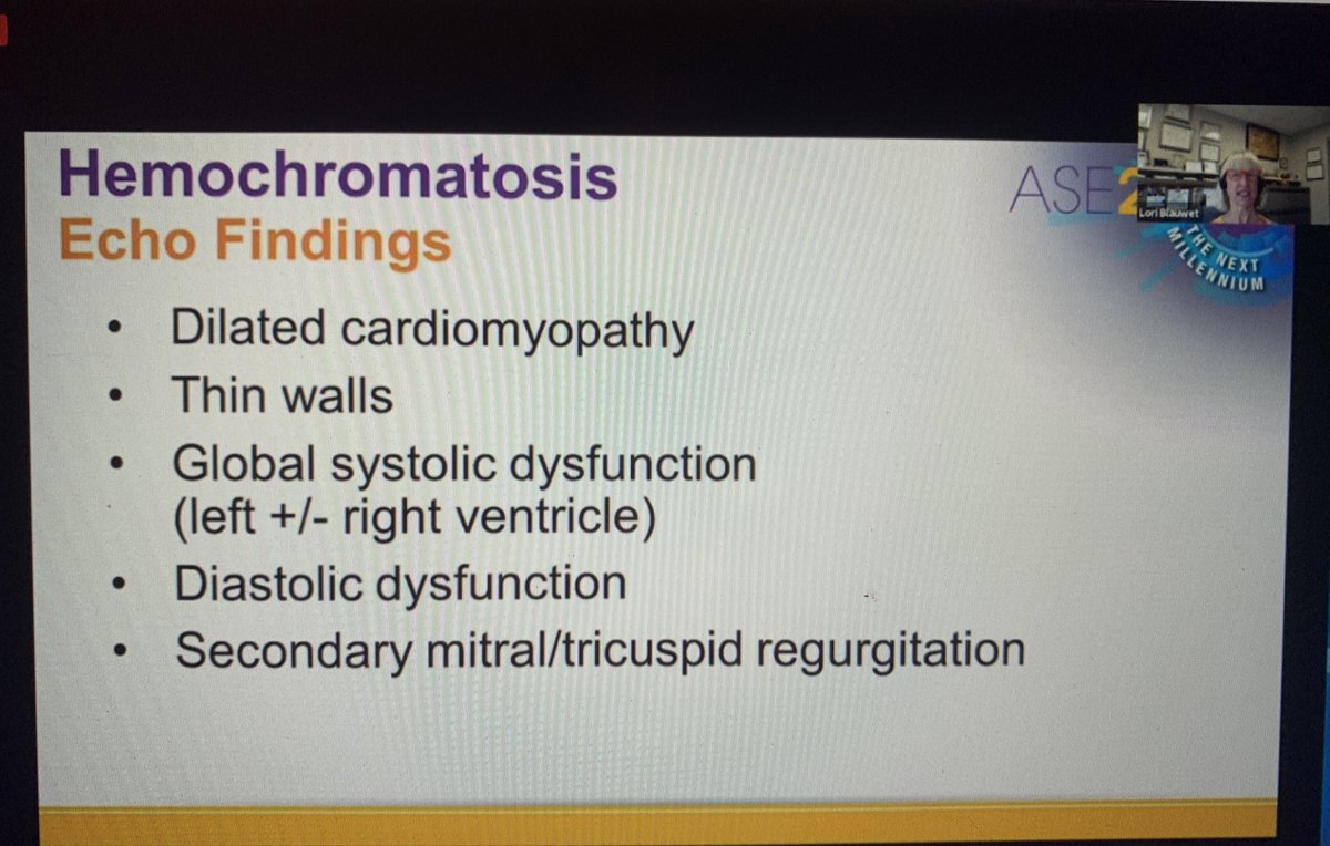 HeartDocSharon's tweet photo. Excellent discussion from Dr Lori Blauwet @MayoClinicCV on Echo Findings in Non-amyloid Storage diseases causing restrictive cardiomyopathies #Hemachromatosis #glycogenStorageDiseases #Fabrys #ASE2020 You will see these in your practice! 👀 for them! @rajdoc2005 @onco_cardiology https://t.co/fc5v86iecL