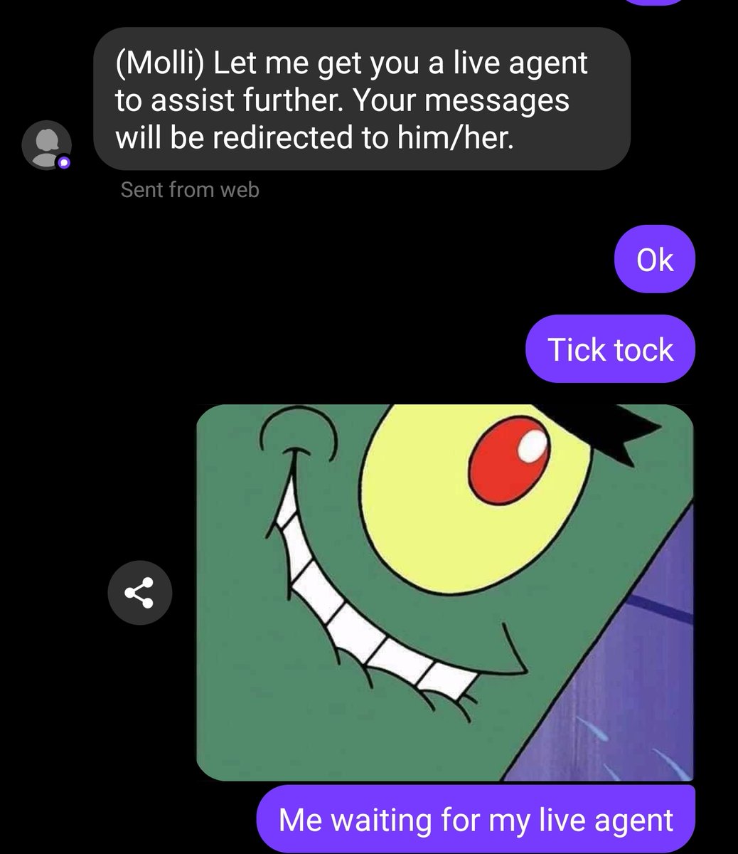 Knowlie78's tweet photo. @MediacomSupport Molli is terrible at her job. She just up and left me. https://t.co/2z1ZISltYt