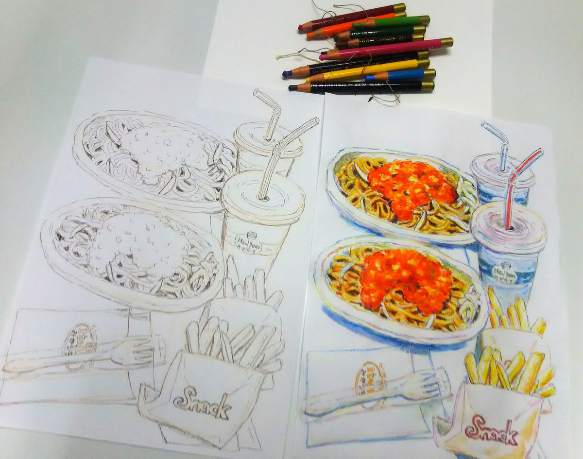 ギャラリーねこい 亀田イオンで10月日に水彩色鉛筆ぬりえ教室をします Twitterren 本日のイラスト めんの日 なので新潟が誇る麺 イタリアンのぬりえを っ W っ イラスト 新潟 イタリアン 水彩色鉛筆 万代 ついでに記録の絵を描き始めた頃の万代の様子も