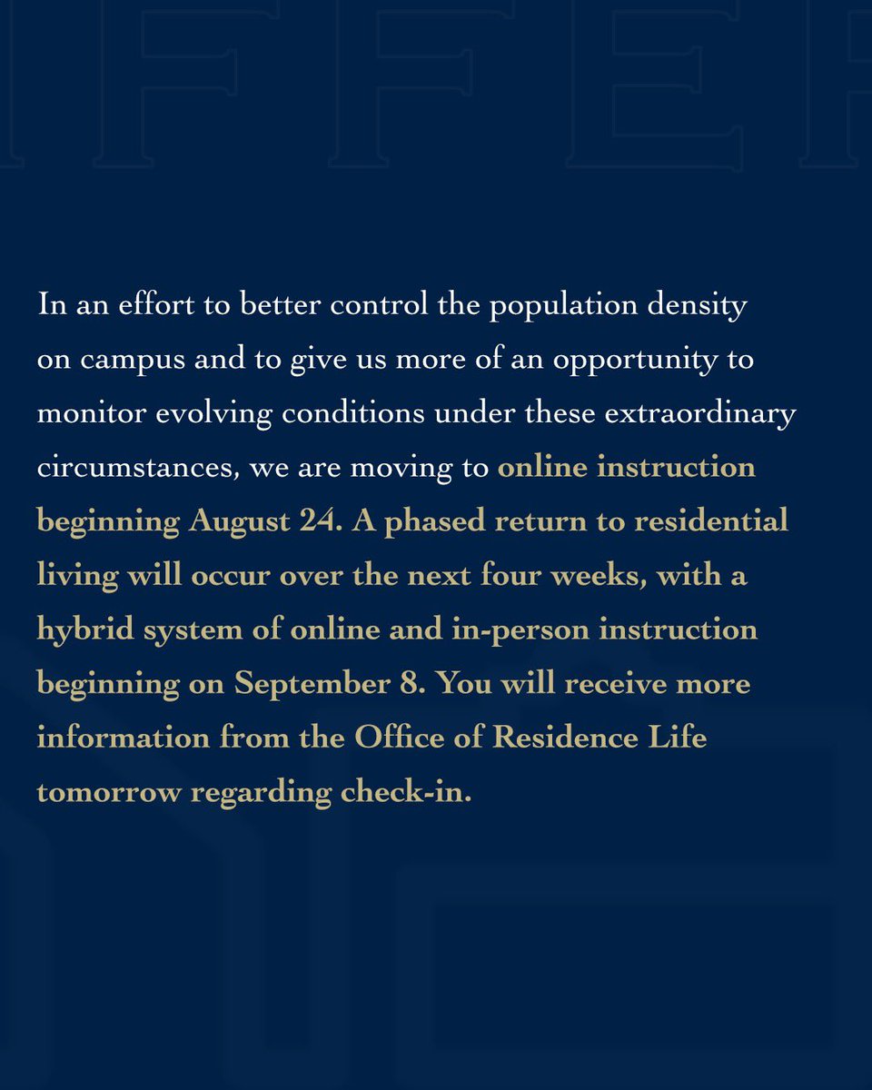 WingateUniv's tweet photo. An update from President Brown on returning to campus. https://t.co/IvKKfBulyG