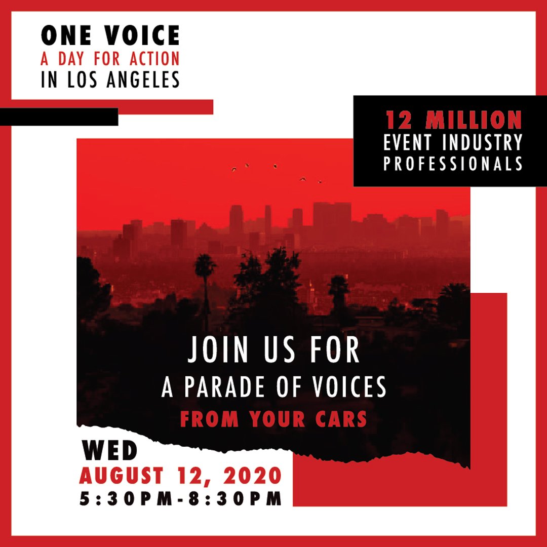 NITO_Live's tweet photo. This Wednesday, NITO invites you to join us as we stand with @LiveEventsCo at ONE VOICE: A Day For Action in Los Angeles! Together, we're calling on area #eventprofs to show our strength in numbers with a caravan in solidarity for live events with this impactful car parade. 🚘📣 https://t.co/YrCGFp6hLJ