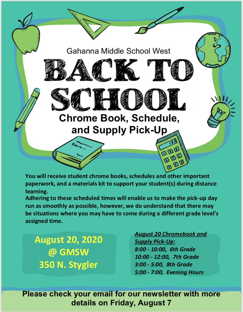 Look for an email on Friday with further details!  We can't wait to see everyone at our drive-through pick-up day!