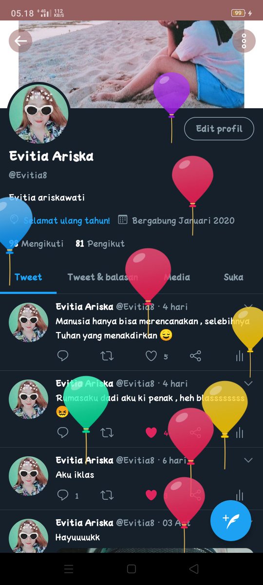 Evitia8's tweet photo. Yeyyy oleh balon 🤩 Selamat ulang tahun aku , doa terbaik untukku sendiri 😇 https://t.co/KdYplszdHw