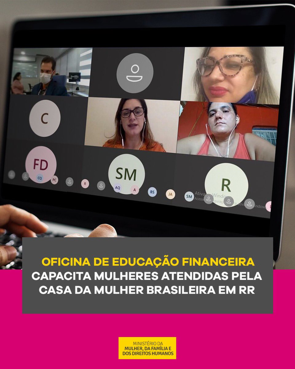 #Oficina|As mulheres em situação de violência e vulnerabilidade social e econômica atendidas pela Casa da Mulher Brasileira de Boa Vista (RR) participaram, nesta sexta-feira (7), de uma oficina sobre educação financeira. 
Saiba mais: bit.ly/3itBkMS

#SNPM #MMFDH