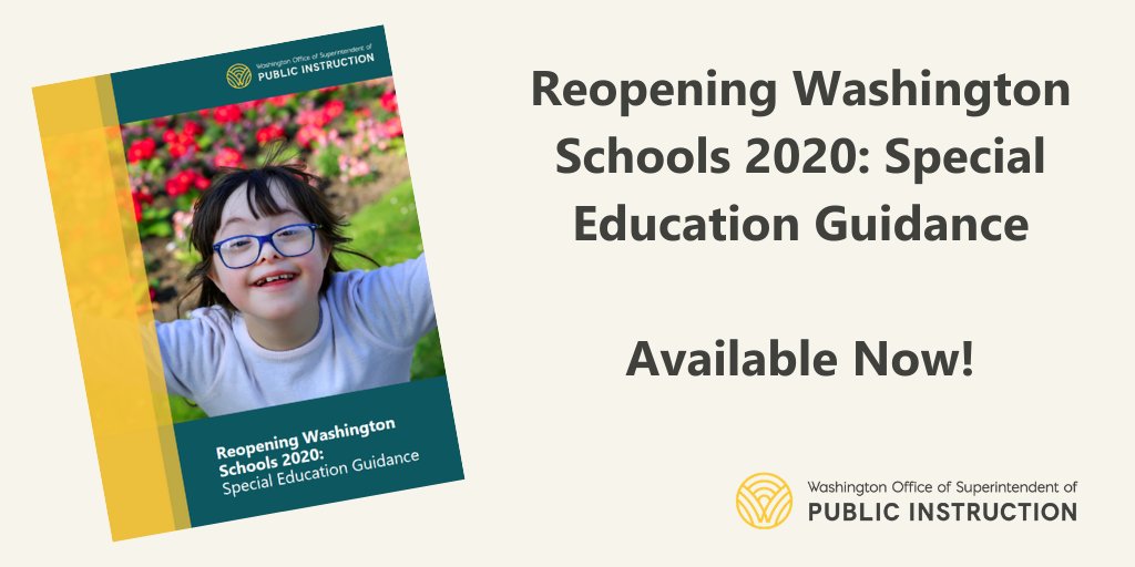 waOSPI's tweet photo. We have a new Special Education publication with resources, guidance, best practices, and unique considerations for supporting students with disabilities in the 2020–21 school year.

READ MORE: https://t.co/sYycHnEf6a https://t.co/p5ZVSyvYUl