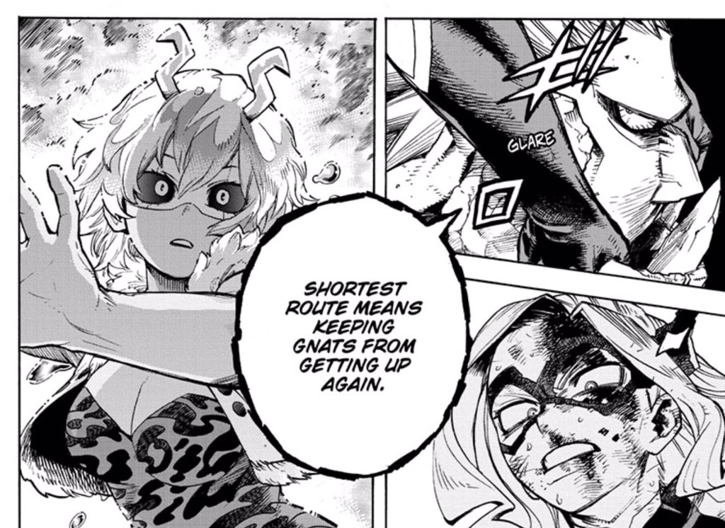 LJ_Hollywood's tweet photo. Mina flashes back to the past and fumbles at the worst time, a rare moment of weakness for her (though understandable considering how terrifying Gigantomachia is), but just in the nick of time an unbreakable chivalrous spirit appears! Stunning chapter! #MyHeroAcademia #chapter280 https://t.co/Ux5kL3r3mB