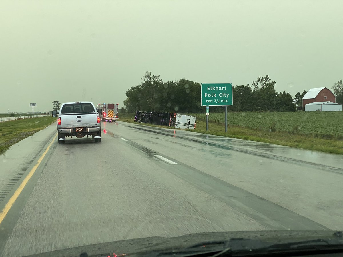 Interstate 35 between Des Moines and Ames a hour ago. Saw at least 10 semi flipped. Southbound was blocked is several places. <a href="/WHO13news/">WHO 13 News</a> <a href="/KCCINews/">KCCI News</a>