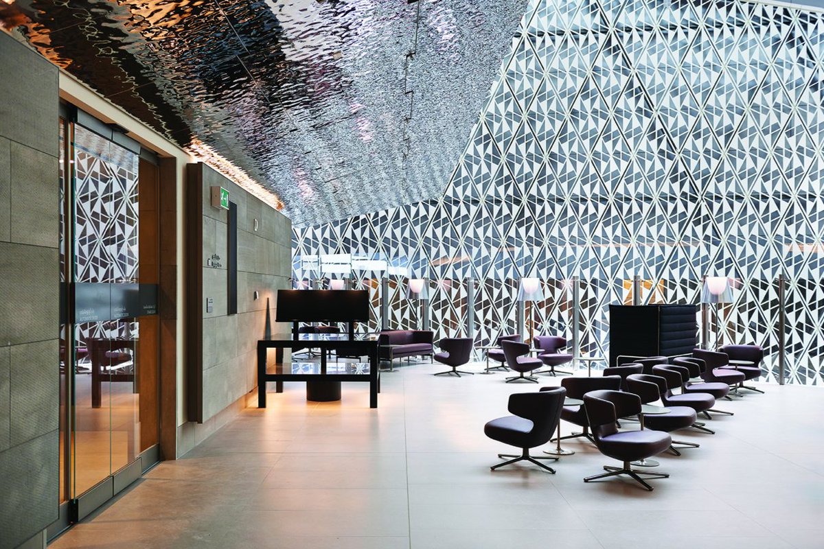 acpvarchitects's tweet photo. If passing by Hamad International Airport, check out the interiors of the lounges: a micro-city inside the megastructure of a terminal—a multi-functional, multi-cultural, and inclusive place of transit. #safetravels #HIAQatar #ACPVprojects. PH Leo Torri https://t.co/r4pqSdpyJ3