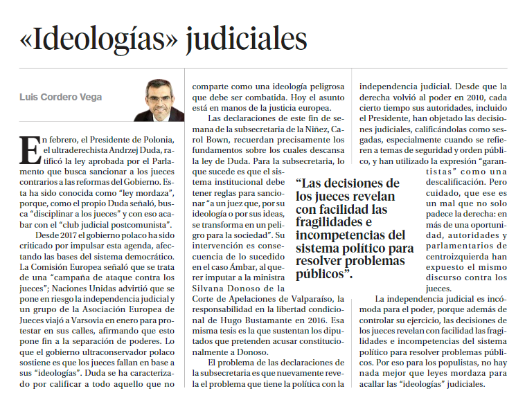 EsPublicoCL's tweet photo. ⚖️ En su columna de hoy, nuestro director @LuisCorderoVega analiza las declaraciones en torno al "Caso Ámbar"→ "Las decisiones de los jueces revelan con facilidad las fragilidades e incompetencias del sistema político para resolver problemas públicos" @La_Segunda 👇🏽 https://t.co/m8s82uTGdz