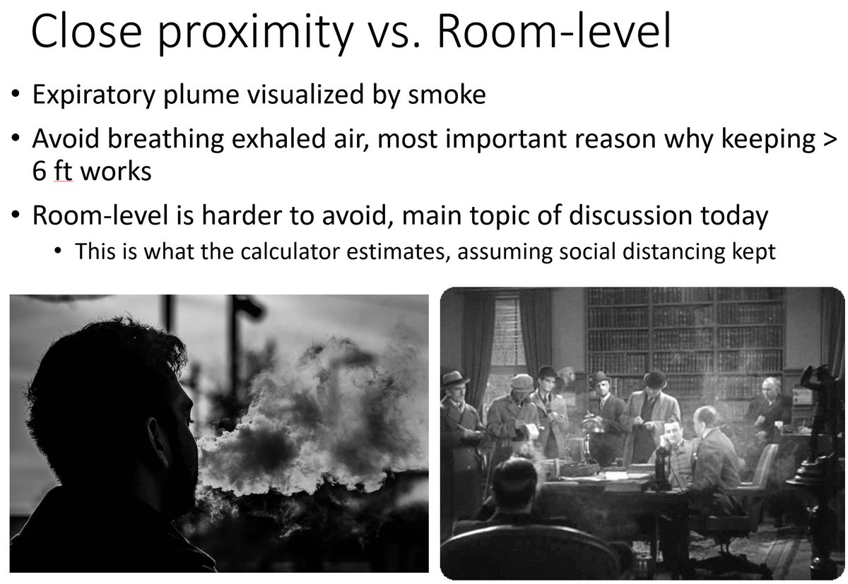 31/ And if they can infect at the room scale by inhalation under low ventilation, they can infect at close proximity by inhalation. And they will do so **much much more easily** than at the room scale, because they are so much more concentrated in close proximity (like smoke).