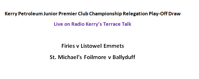Kerry Petroleum Junior Premier Club Championship Relegation Play-Off Draw: