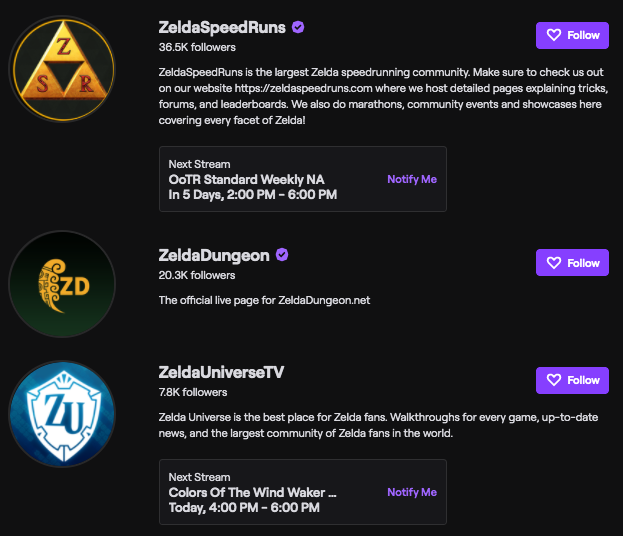 y'all might have a perfectly curated following list / could find something in Browse with your eyes closed. You know what new viewers do? They search for stuff they know. Like "Zelda"